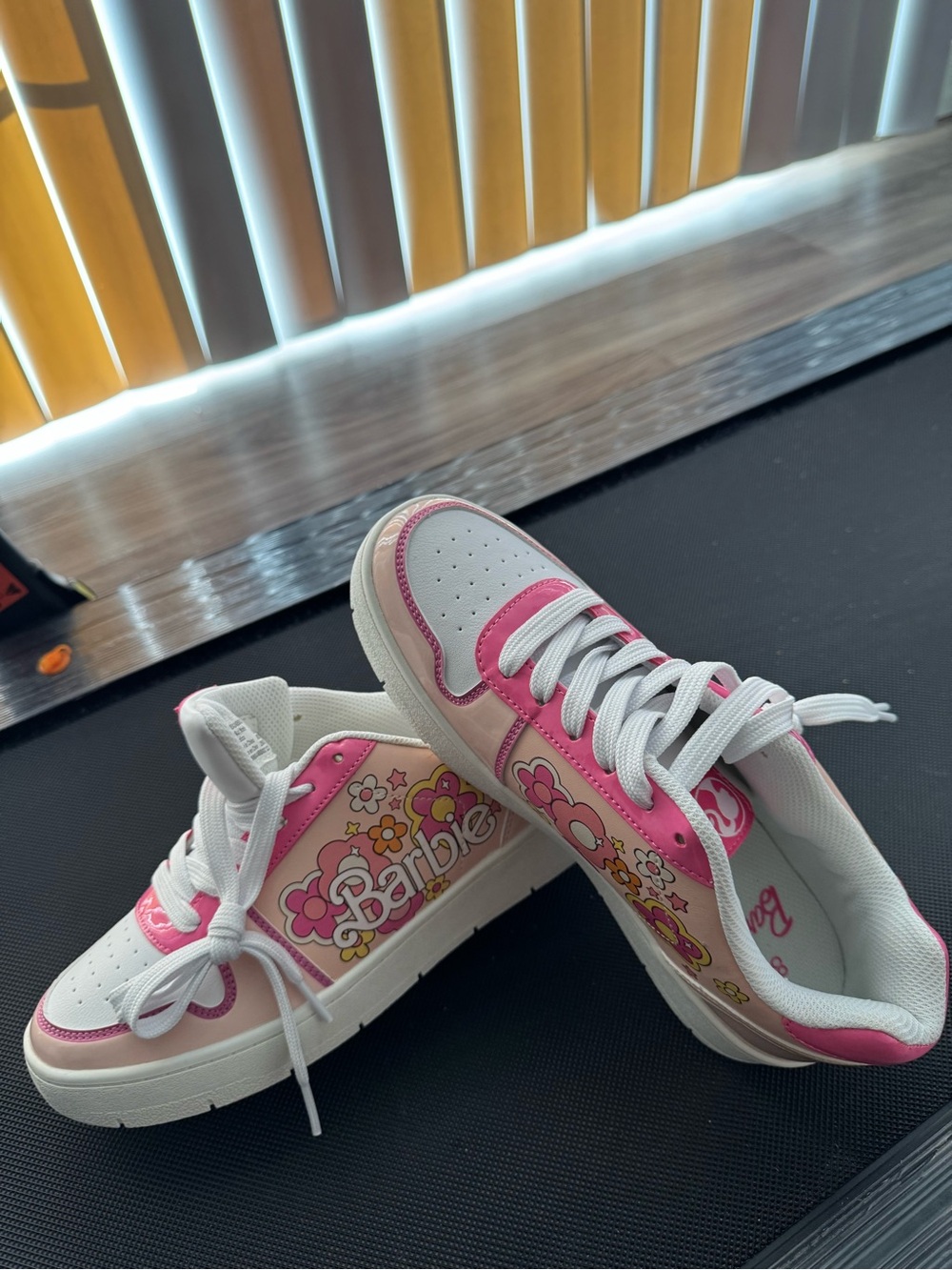 Barbie White and Pink Floral Lace-Up  Sneakers